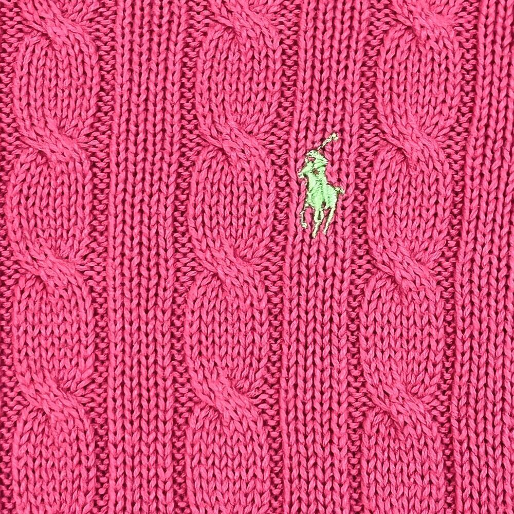 Ralph Lauren Sport Womens Size M Cable Knit Pink Sweater Pullover Cotton - Picture 3 of 6